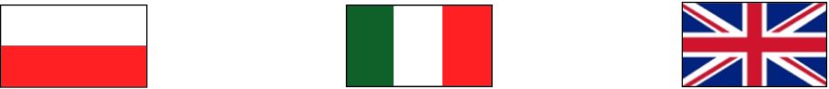 Polish, Italian and English flags