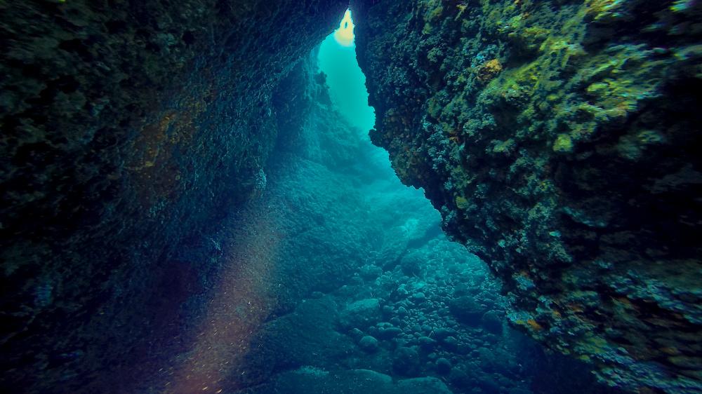 Sight from underwater cave